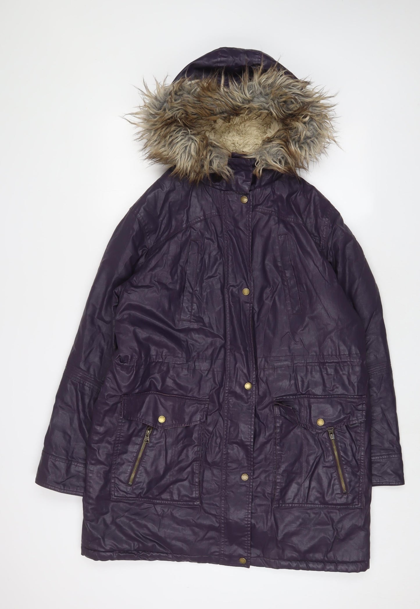 Indigo Womens Purple Parka Coat Size 14 Zip