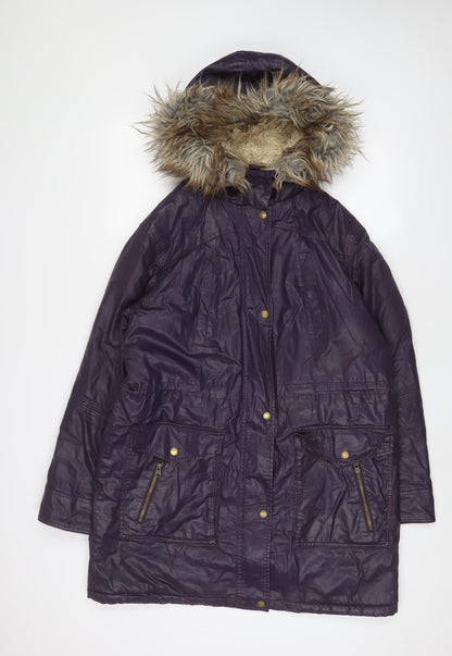 Indigo Womens Purple Parka Coat Size 14 Zip