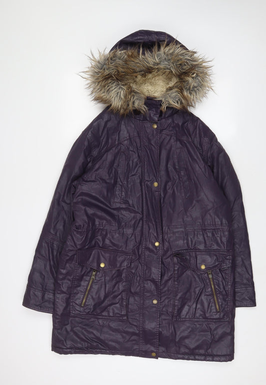 Indigo Womens Purple Parka Coat Size 14 Zip