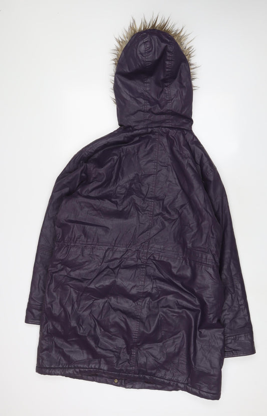 Indigo Womens Purple Parka Coat Size 14 Zip