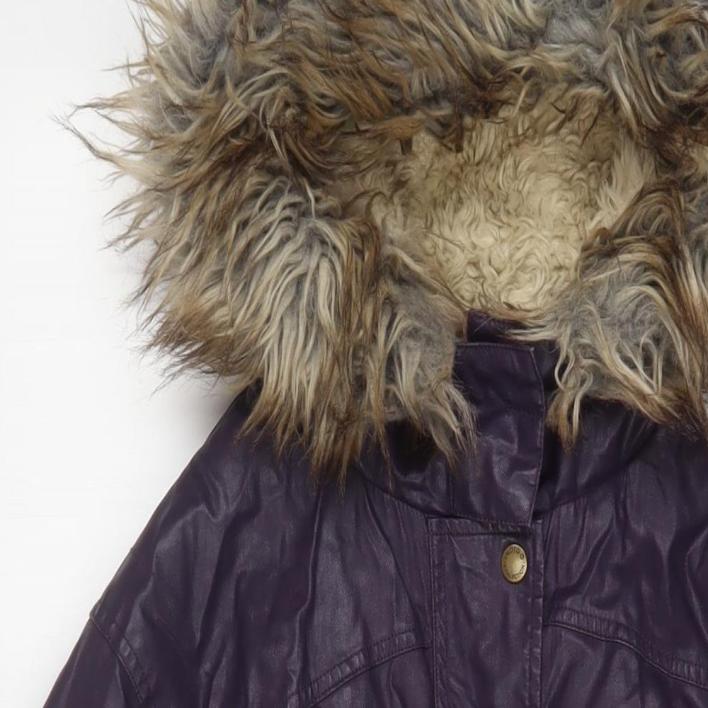 Indigo Womens Purple Parka Coat Size 14 Zip