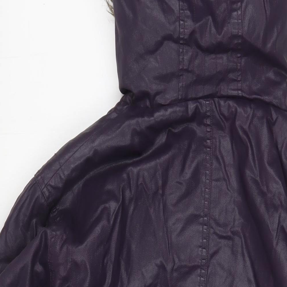 Indigo Womens Purple Parka Coat Size 14 Zip