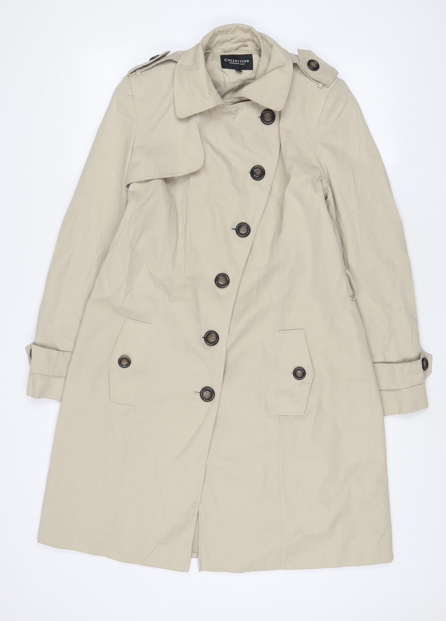 Womens UK Size 12 Debenhams Beige Overcoat