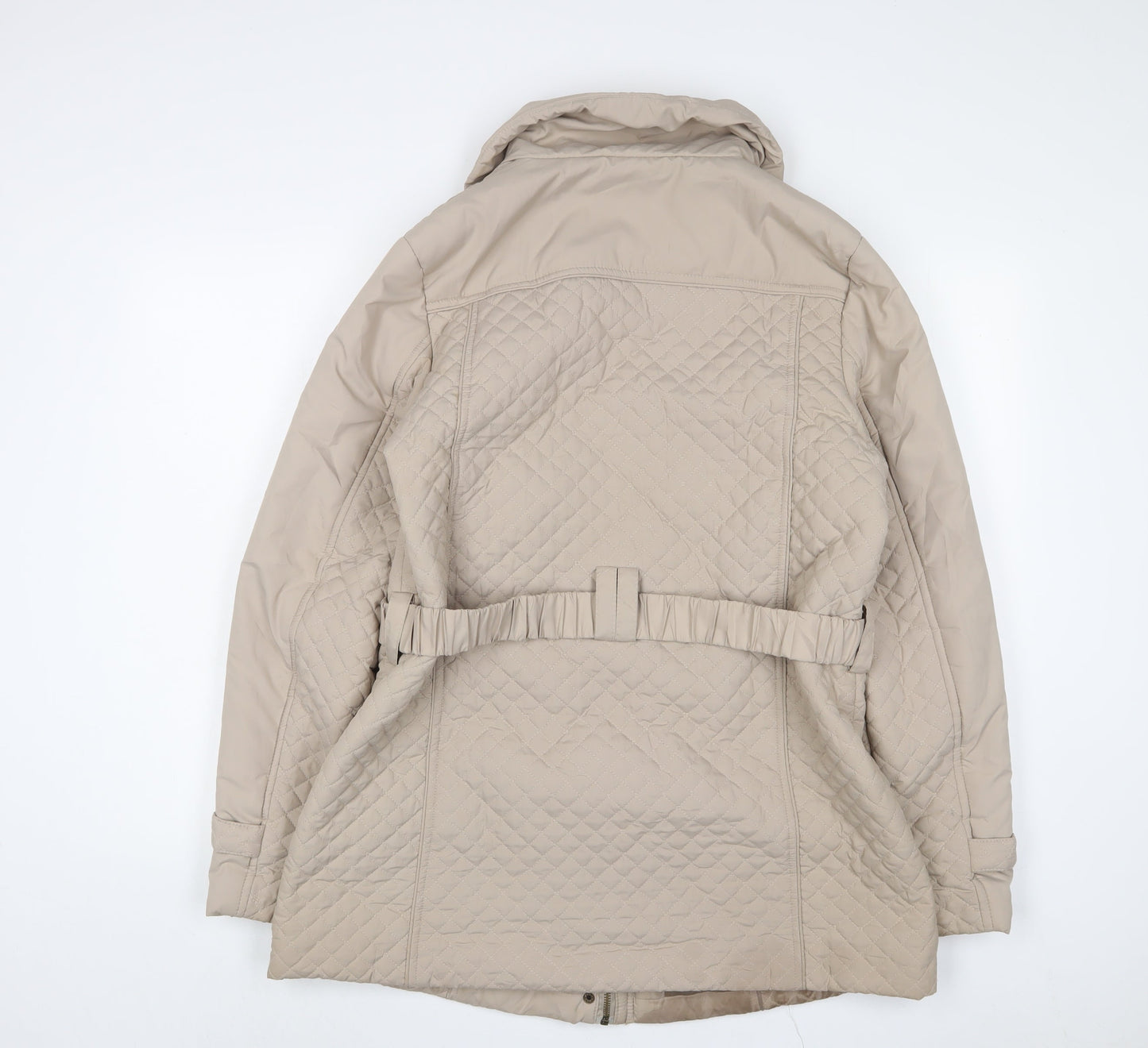 JBC Collection Womens Beige Quilted Jacket Size 16 Zip - Belted