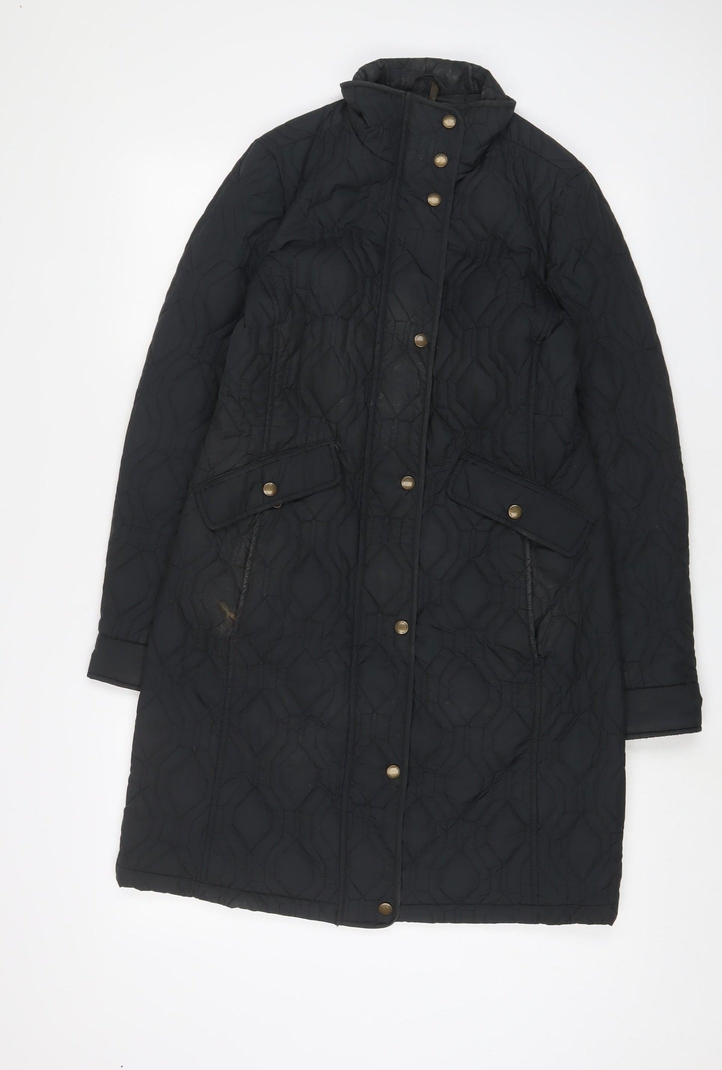Womens UK Size XS Lands' End Black Quilted Coat