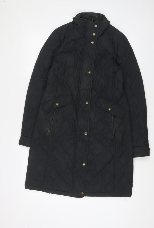 Womens UK Size XS Lands' End Black Quilted Coat
