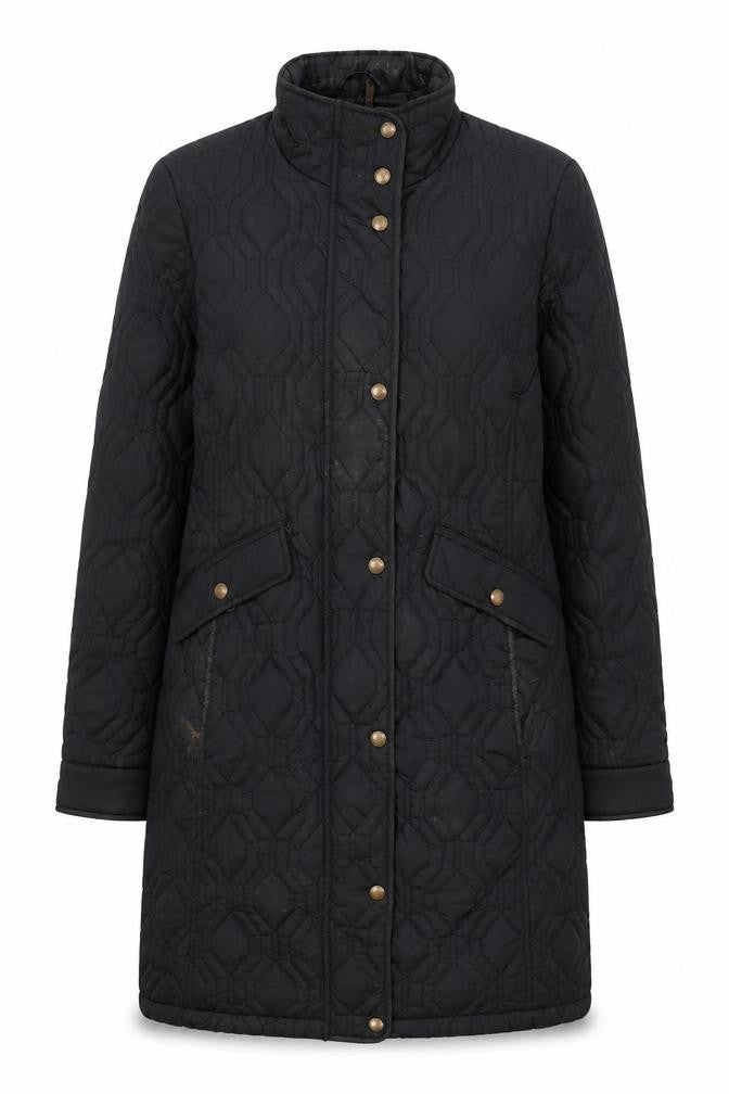 Womens UK Size XS Lands' End Black Quilted Coat