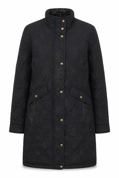 Womens UK Size XS Lands' End Black Quilted Coat
