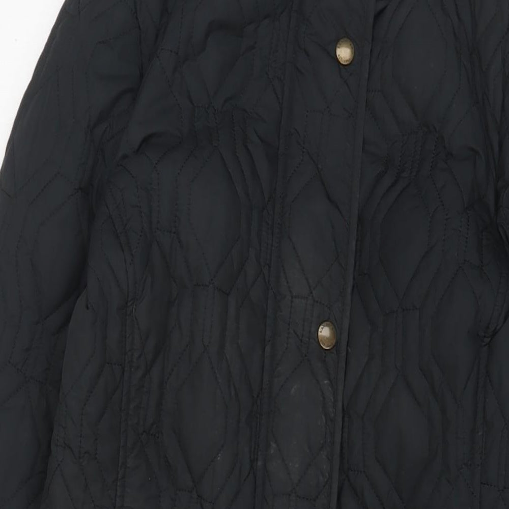 Womens UK Size XS Lands' End Black Quilted Coat
