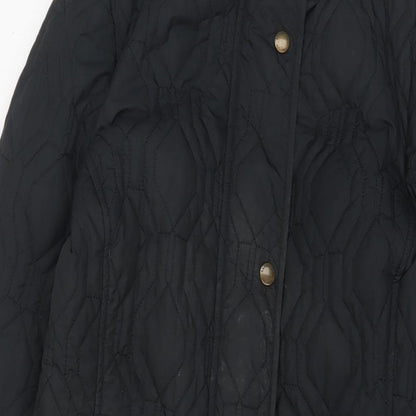 Womens UK Size XS Lands' End Black Quilted Coat