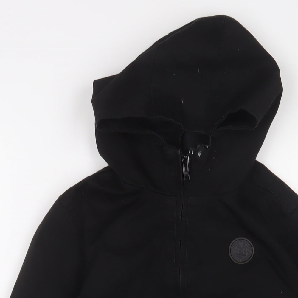 Close-up detail of DC Shoes boys’ black jacket, size 12, years zip
