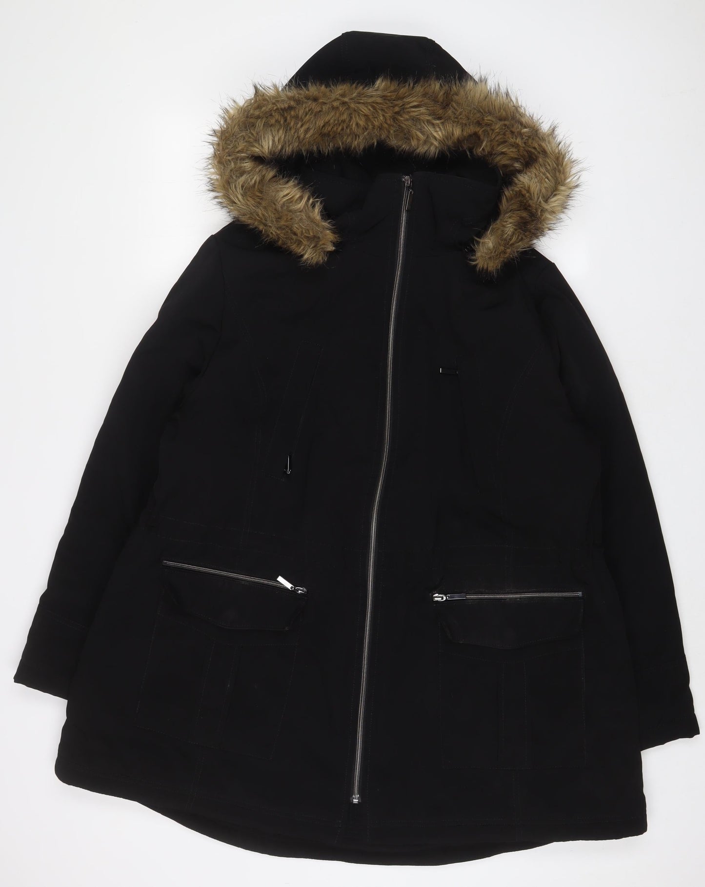 CRAFT & BORROW Womens Black Parka Coat Size XL Zip