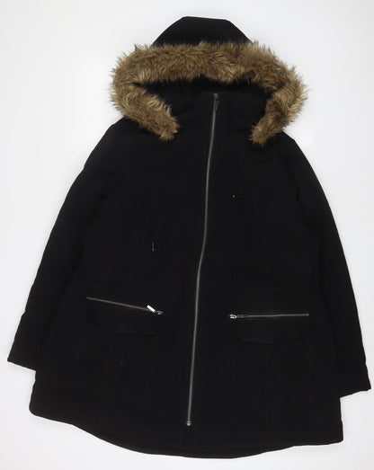 CRAFT & BORROW Womens Black Parka Coat Size XL Zip