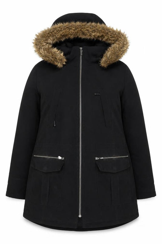 CRAFT & BORROW Womens Black Parka Coat Size XL Zip