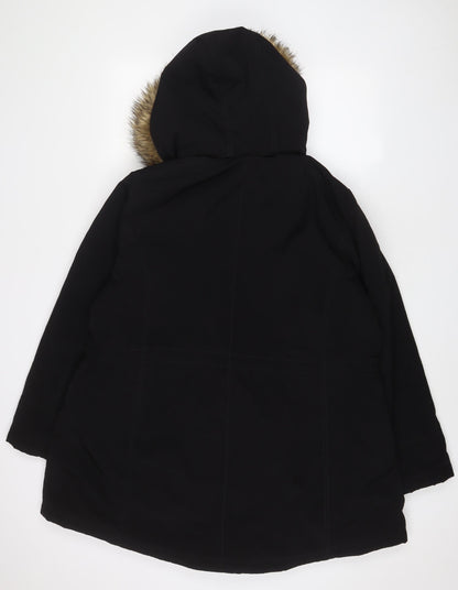 CRAFT & BORROW Womens Black Parka Coat Size XL Zip