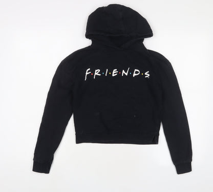 FRIENDS Girls Black Cotton Pullover Hoodie Size 11-12 Years Pullover