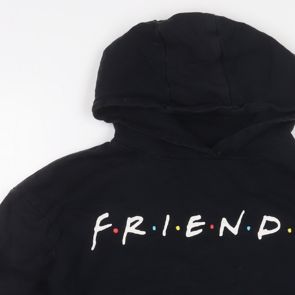 FRIENDS Girls Black Cotton Pullover Hoodie Size 11-12 Years Pullover