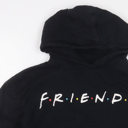 FRIENDS Girls Black Cotton Pullover Hoodie Size 11-12 Years Pullover