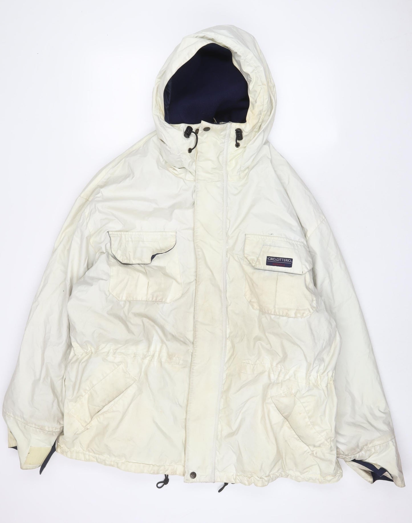 Mens UK Size L Ciro Citterio White Quilted Coat