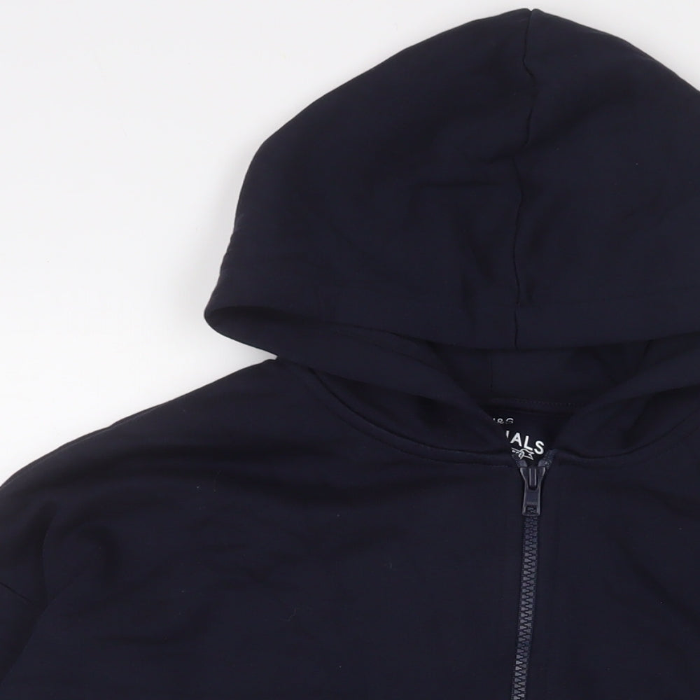 Marks and Spencer Boys Blue Cotton Full Zip Hoodie Size 12-13 Years Zip