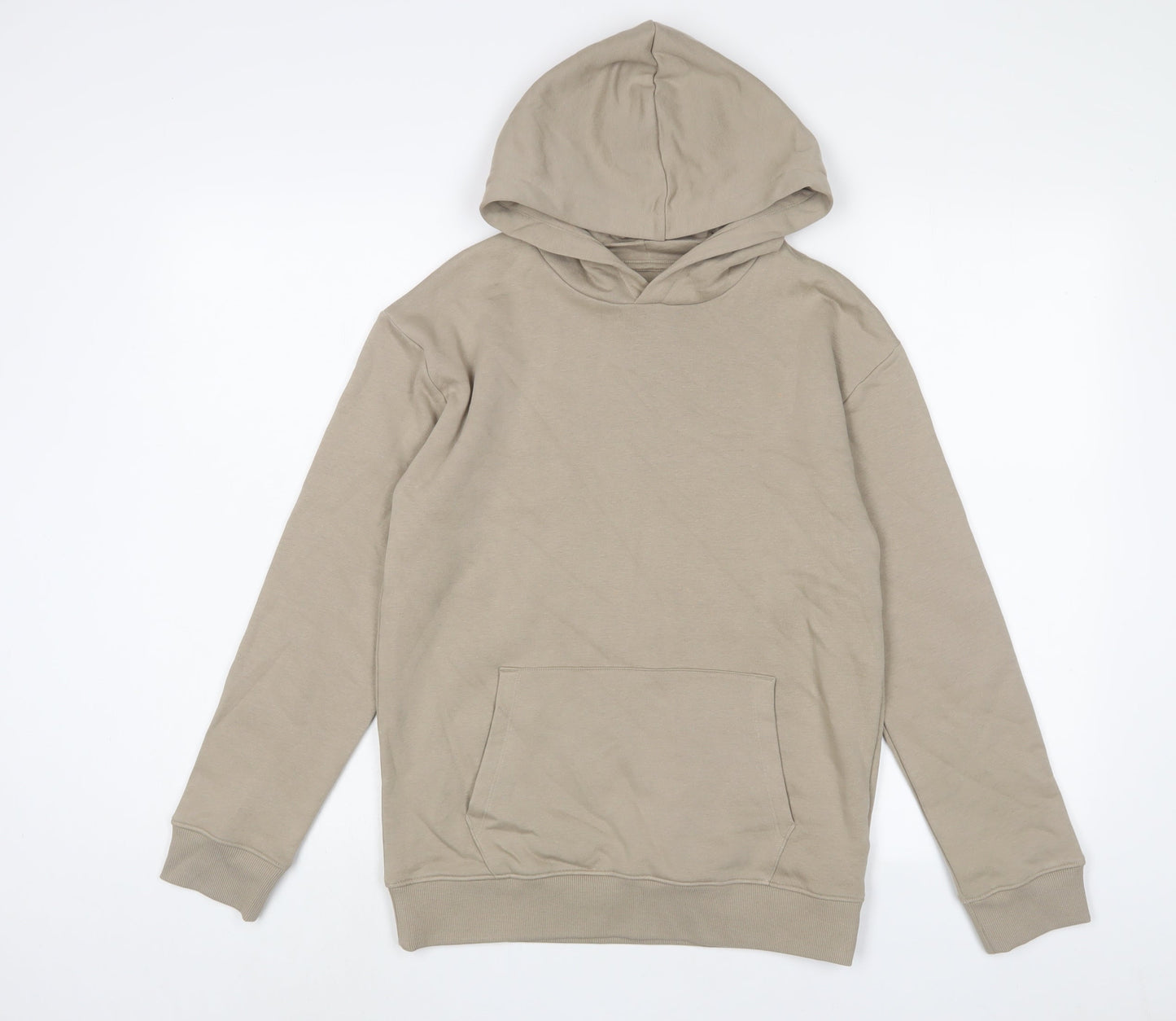 Marks and Spencer Boys Beige Cotton Pullover Hoodie Size 12-13 Years Pullover