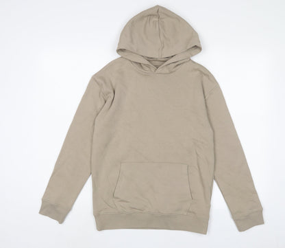 Marks and Spencer Boys Beige Cotton Pullover Hoodie Size 12-13 Years Pullover