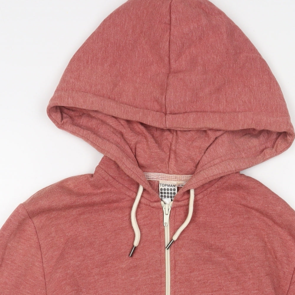 Topman Mens Red Cotton Full Zip Hoodie Size XS