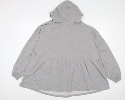 Simply Be Womens Grey Cotton Pullover Hoodie Size 20 Pullover
