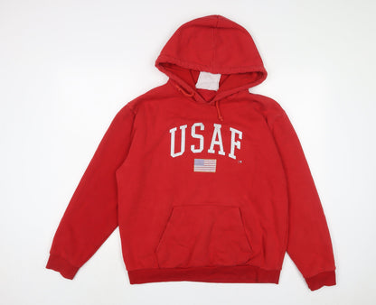 USAF Womens Red Cotton Pullover Hoodie Size 16 Pullover