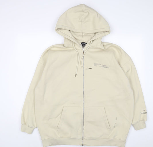 Boohoo Womens Beige Cotton Pullover Hoodie Size M Pullover
