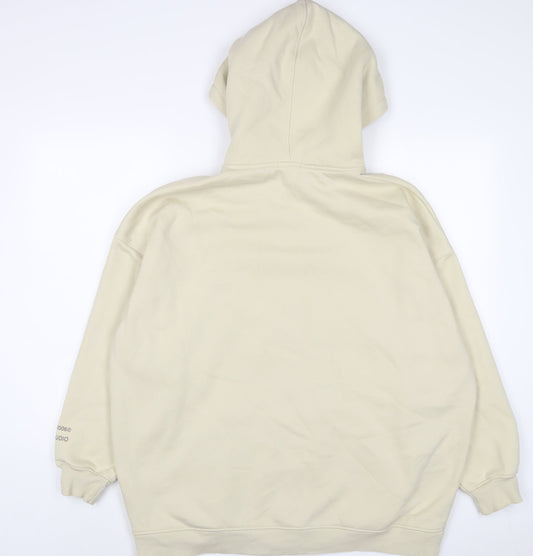 Boohoo Womens Beige Cotton Pullover Hoodie Size M Pullover