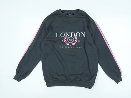 New Look Girls Grey Polyester Pullover Sweatshirt Size 9 Years
