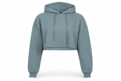 RISING Womens Grey Polyester Pullover Hoodie Size M - Cropped