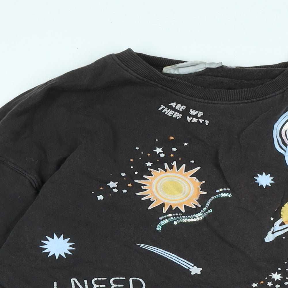 H&M Womens Grey Polyester Pullover Sweatshirt Size XS