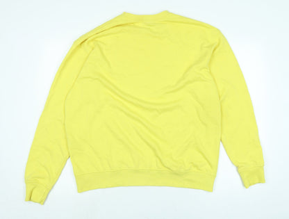 Back view of Missguided women’s yellow polyester pullover sweatshirt, size UK 10