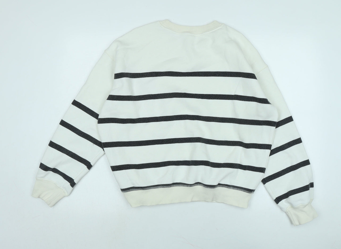 H&M Womens White Polyester Pullover Sweatshirt Size S