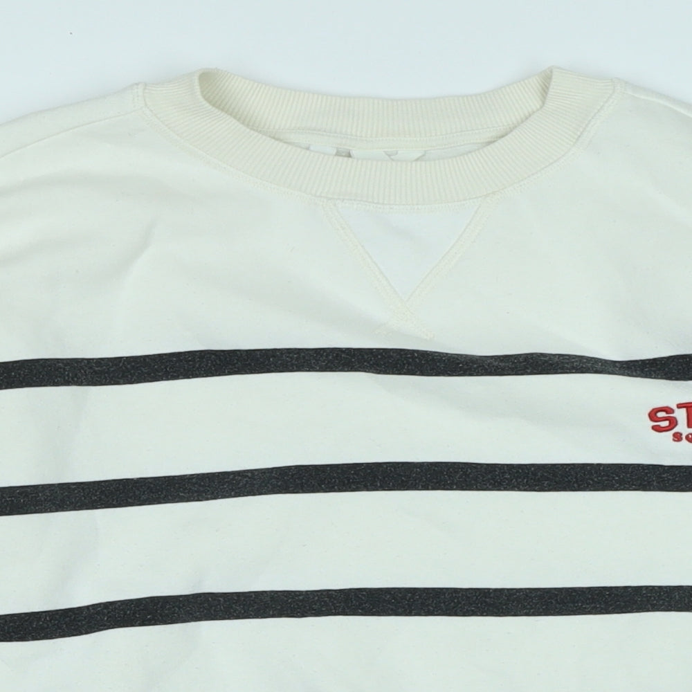 H&M Womens White Polyester Pullover Sweatshirt Size S