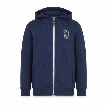 Front view of Next boys’ blue jacket, size 9, years zip