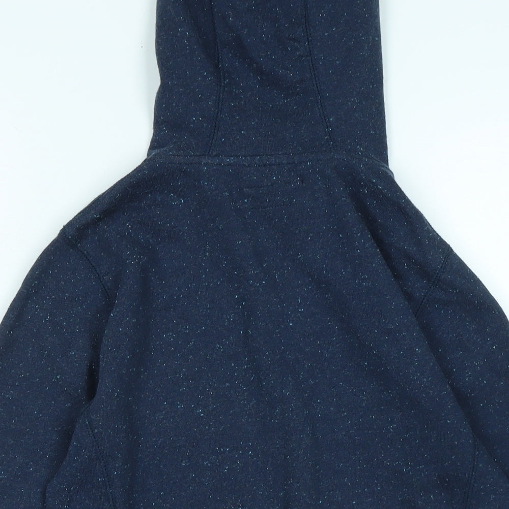 Brand and care label for Next boys’ blue jacket, size 9, years zip