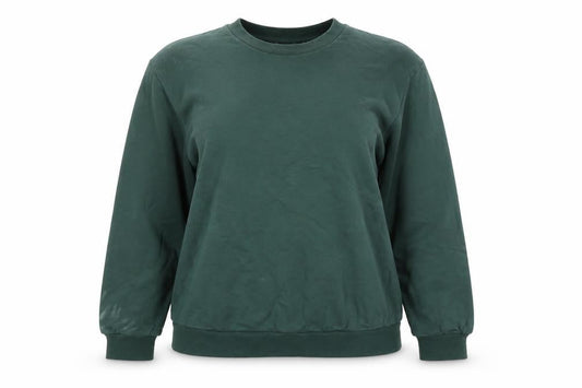Front view of ASOS women’s green polyester pullover sweatshirt, size UK 12