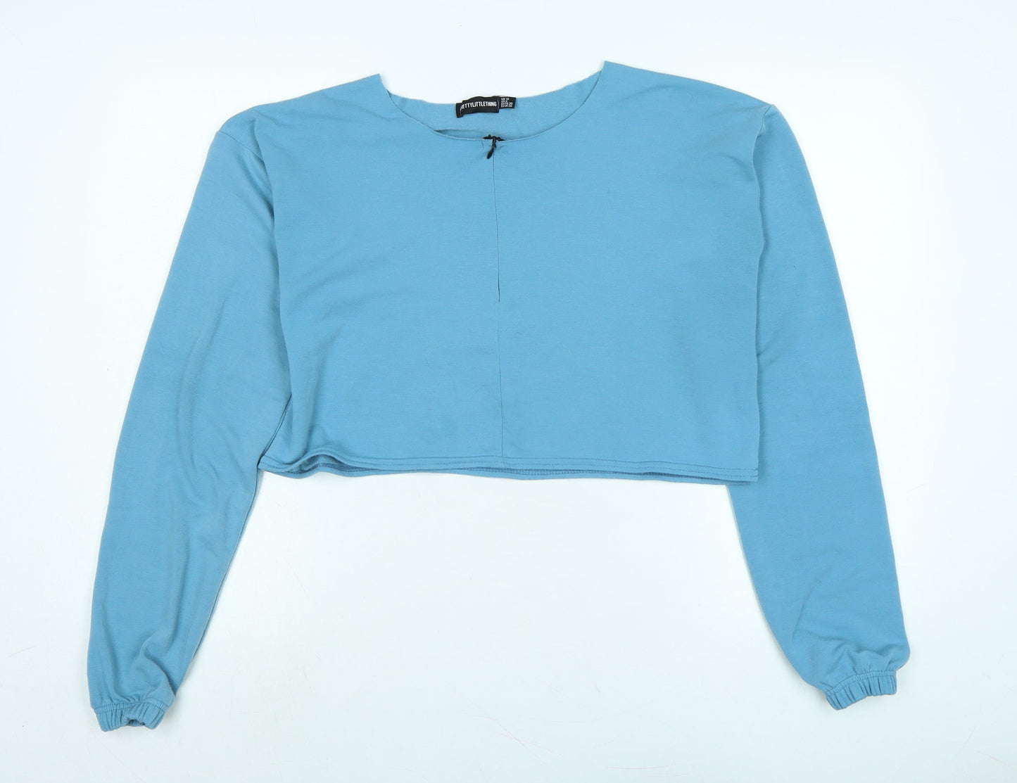 Womens UK Size 10 PRETTYLITTLETHING Blue Cropped Blouse