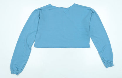 Womens UK Size 10 PRETTYLITTLETHING Blue Cropped Blouse
