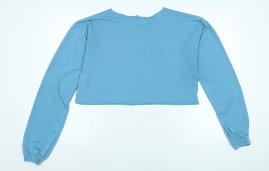 Womens UK Size 10 PRETTYLITTLETHING Blue Cropped Blouse
