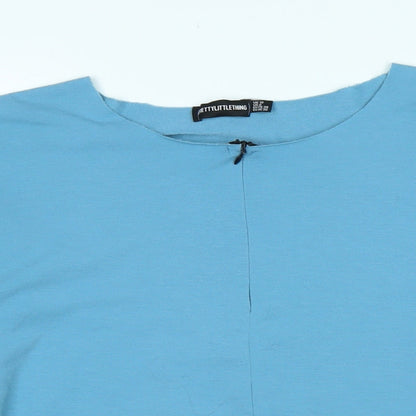 Womens UK Size 10 PRETTYLITTLETHING Blue Cropped Blouse