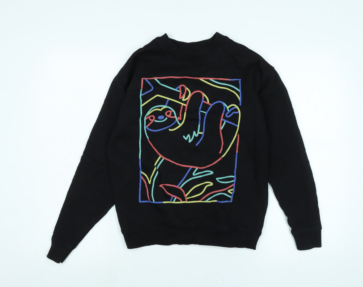 Teemil Womens Black Polyester Pullover Sweatshirt Size 10