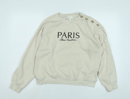 H&M Womens Beige Polyester Pullover Sweatshirt Size S
