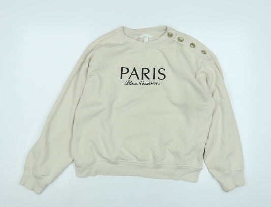 H&M Womens Beige Polyester Pullover Sweatshirt Size S