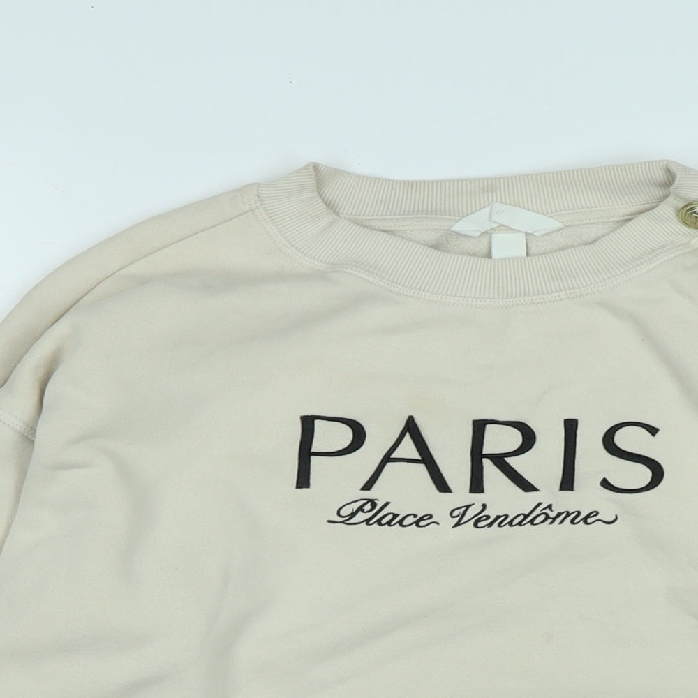 H&M Womens Beige Polyester Pullover Sweatshirt Size S