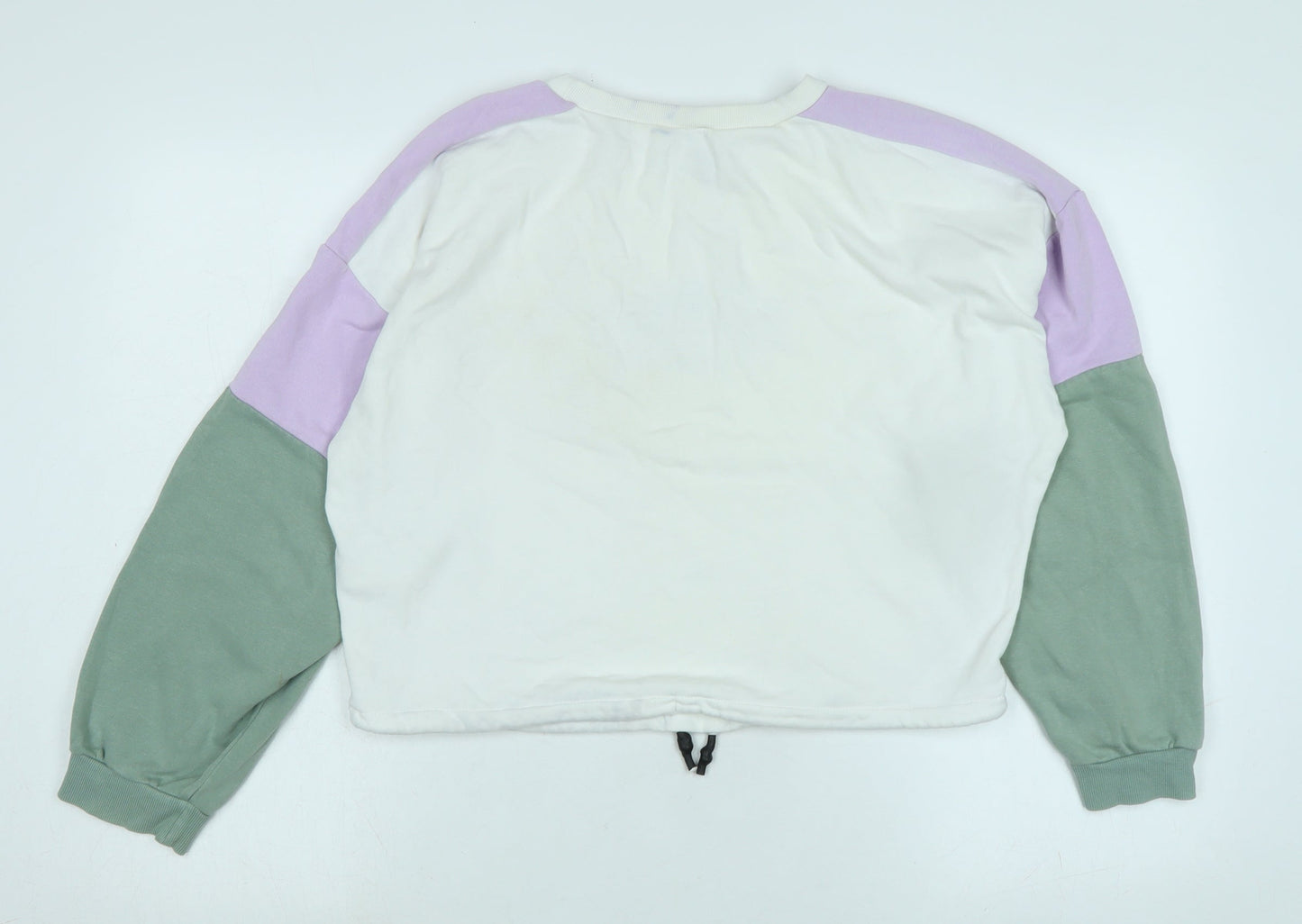 Divided Womens White Polyester Pullover Sweatshirt Size S