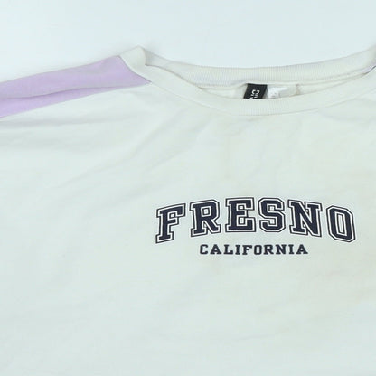 Divided Womens White Polyester Pullover Sweatshirt Size S